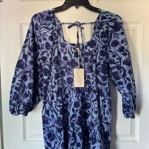 NWT Universal Thread Blue Floral Midi Dress Women’s Small Boho Cottagecore